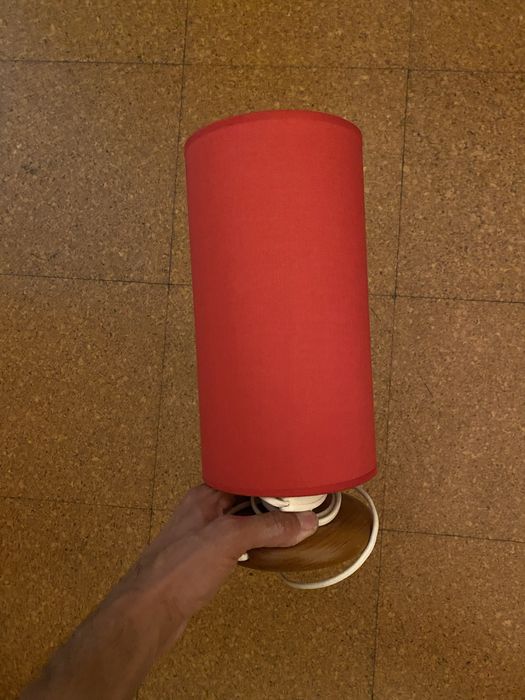 2x Candeeiro c abajur vermelho vintage