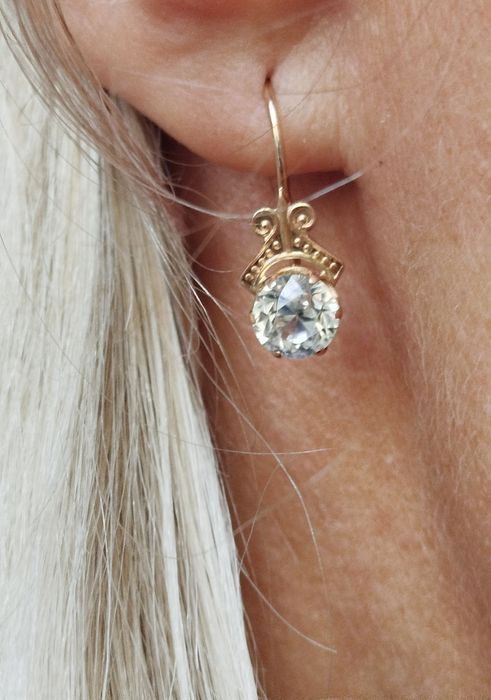 Золотые серьги с Горным Хрусталём СССР Золоті радянські сережки