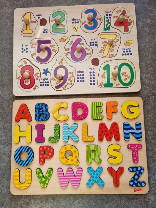 Układanka drewniana alfabet cyfry goki