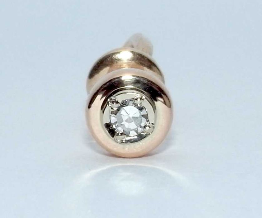 Серьга пусет (одна) золото с бриллиантом КЮЗ