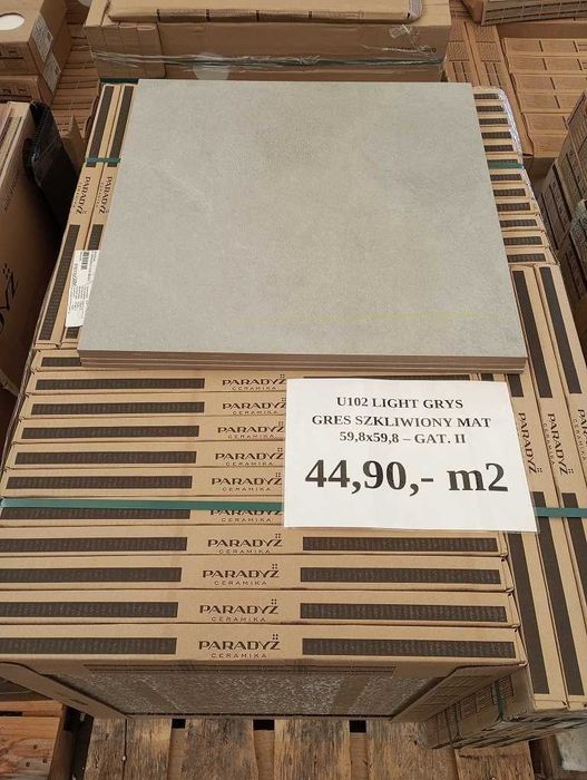 Paradyż U102 Light Grys gres szkliwiony mat 60x60 gat. II