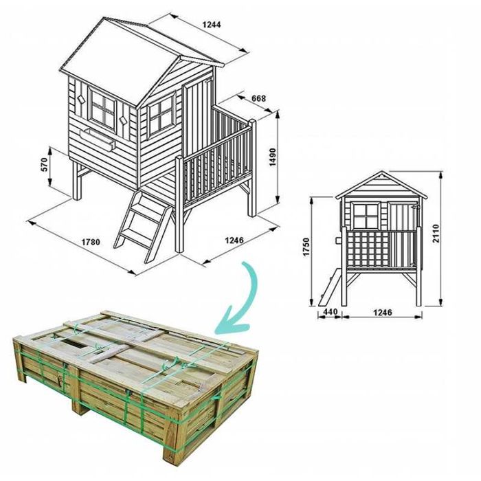 Domek drewniany ogrodowy dla dzieci Tomek bez/ze zjeżdżalnią OD RĘKI