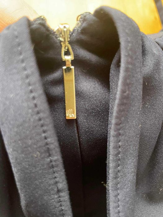 Granatowa sukienka Ralph Lauren offshoulder falbanka rozm 42 elegancka
