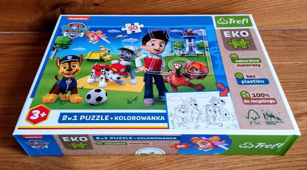 PSI PATROL 2w1 puzzle 30 elem. + kolorowanka Trefl - NOWA