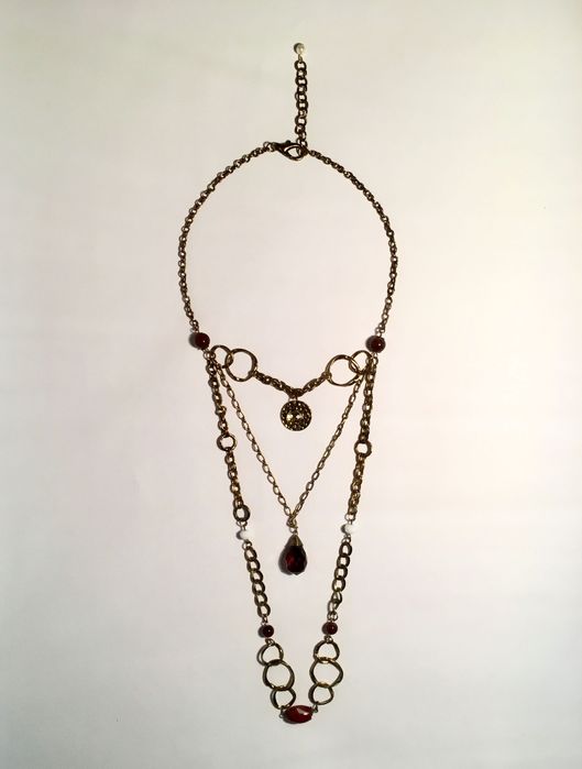 3 COLARES - pedras naturais - vidros - latão - 96 / 40 / 120 cm/s