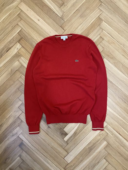 Męski czerwony sweter Lacoste S bawełniany