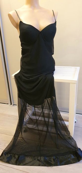 Платье в пол вечерние чёрное, красное, ажурное