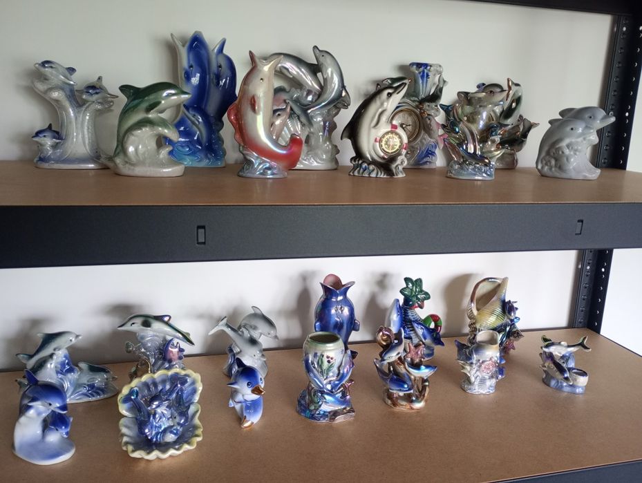 Figurki delfiny porcelana