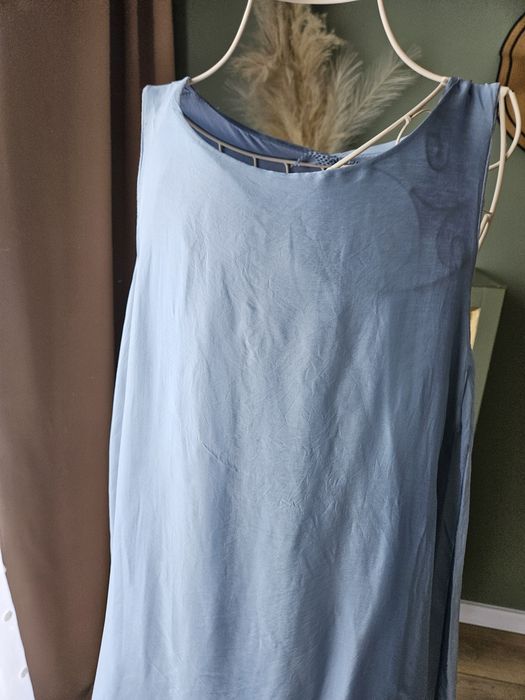 Letnia Sukienka jedwabna damska w pięknym odcieniu błękitu 50% Jedwab