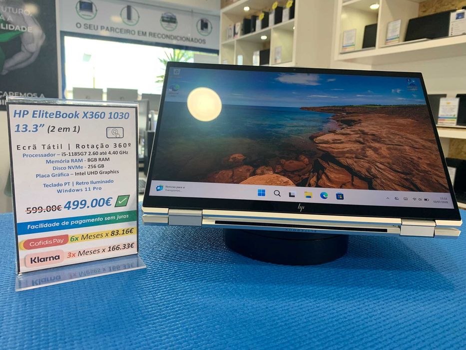 HP EliteBook x360 1030 G7 13.3" Touch | 11ª Geração | Híbrido 360° | Disco NVMe | W 11 Pro | Loja Física e Web Site