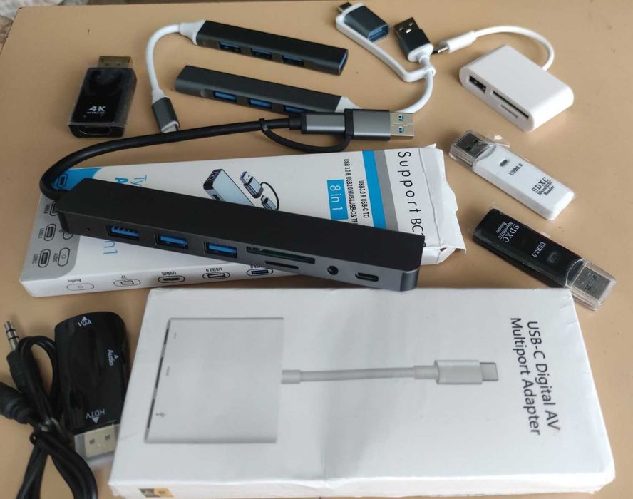 Переходник хаб адаптер USB на ноутбук телефон разветвитель картридер