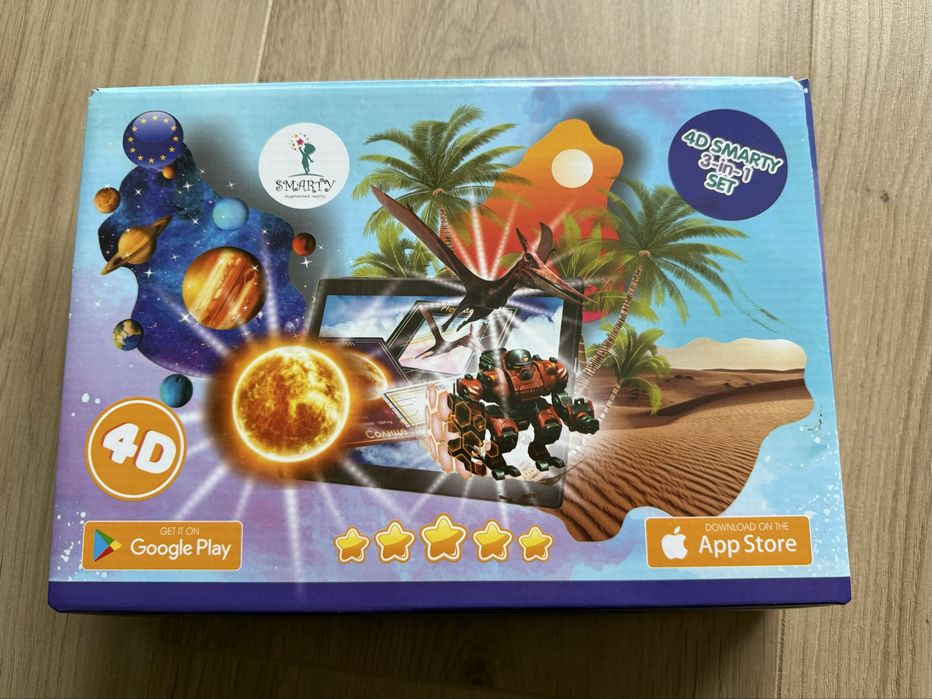 Interaktywne karty Smarty 4d. Układ słoneczny, dinozaury, boty