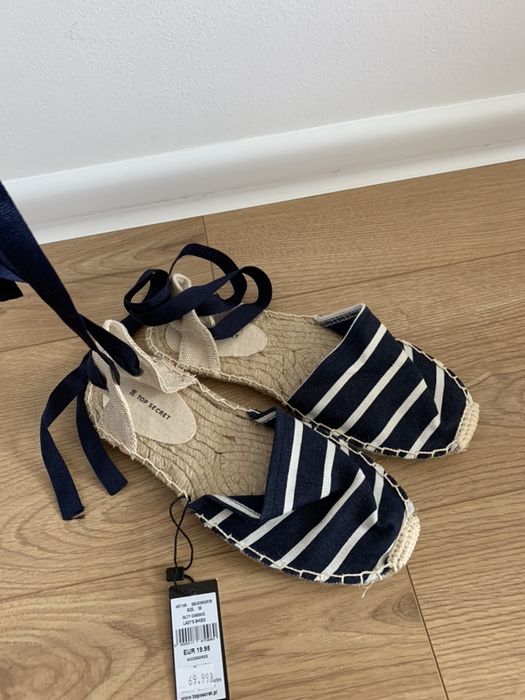 Espadryle sznurowane paski baleriny marynarskie basic top secret nowe