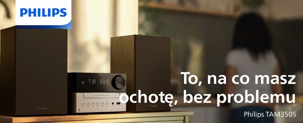 Philips Audio Mikrowieża hifi TAM3505M2, CD, Bluetooth, USB, FM i DAB