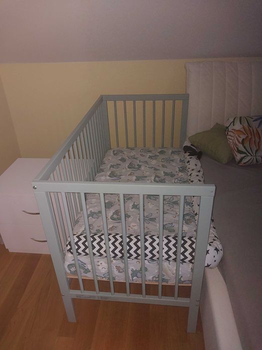 Drewniane łóżeczko, dostawka 120x60