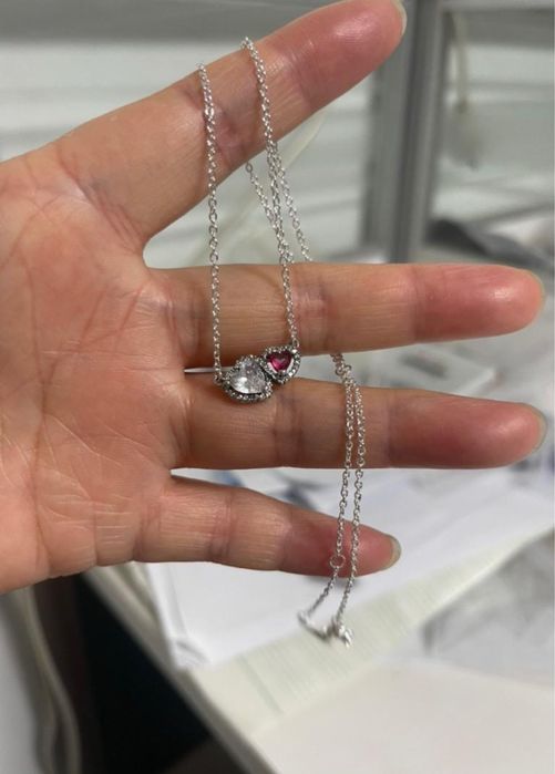 Colar Pandora pendente corações  Auréola prata