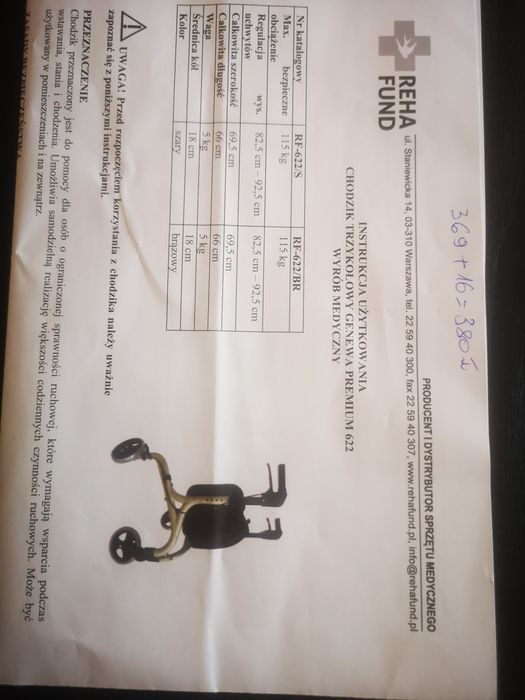 Chodzik balkonik 3 kołowy NOWY