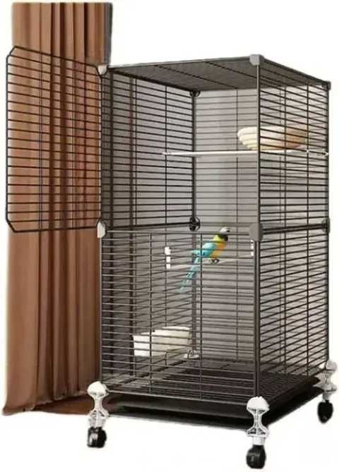 Металева клітка для птахів на колесах з аксесуарами 82х37х37см KP-82