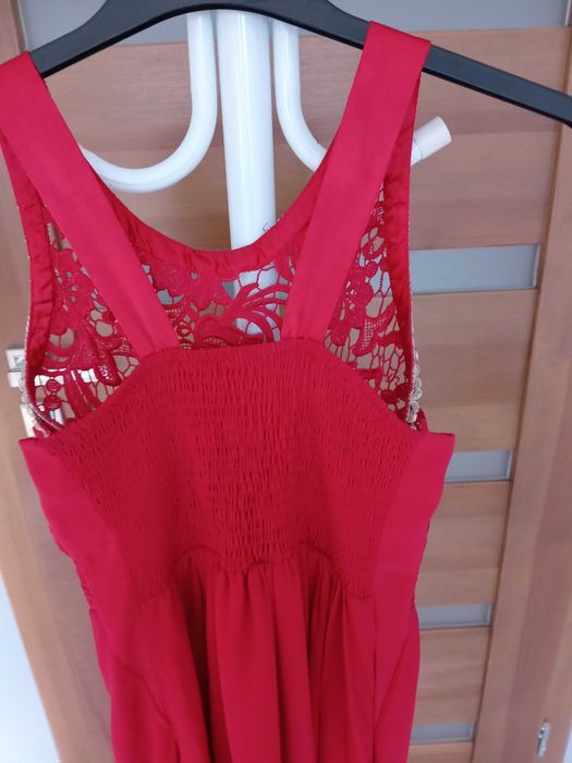 Eva&Lola sukienka balowa L / 40  czerwona długa z rozcięciem