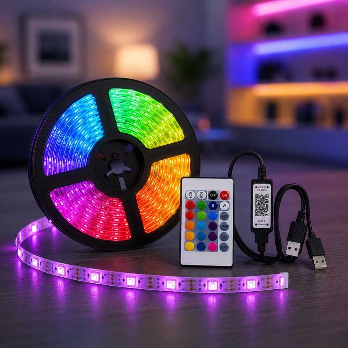RGB LED стрічка 20 метрів лента USB Bluetooth з пультом ЛЕД лента LED лента світлодіодна стрічка підсвітка кімнати TV Gaming Setup RGB підсветка