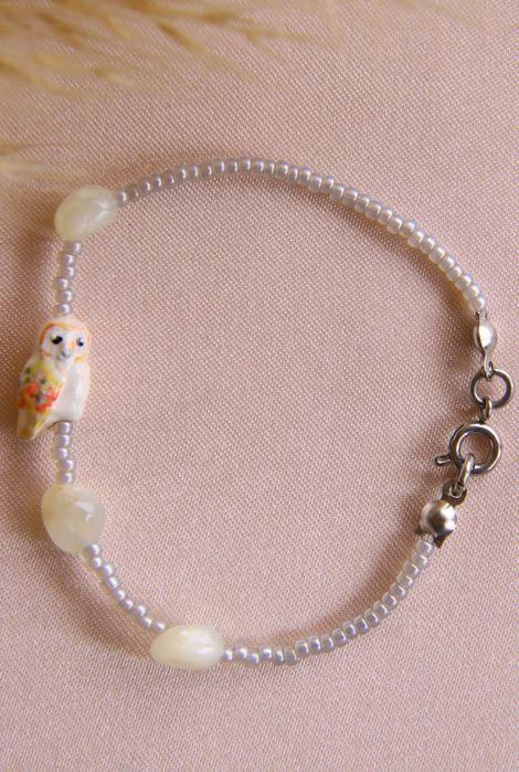 Bransoletka z sową płomykówką | rękodzieło, handmade