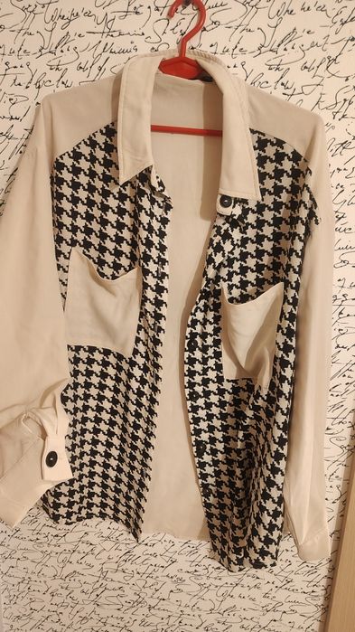 Koszula XXL pepitka elegancka beż