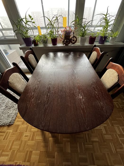 Stół z krzesłami ciemny orzech/wenge