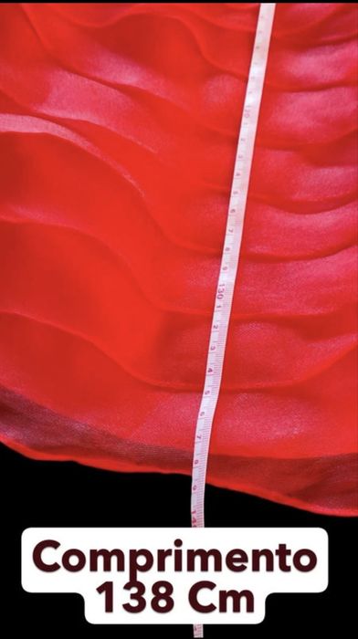 Vestido cerimónia Rosa Clará vermelho comprido com folhos, S
