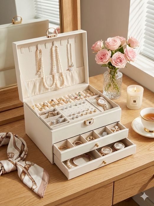 Шкатулка для прикрас 3 яруси 23х17см. Органайзер еко-шкіра. 4 кольори