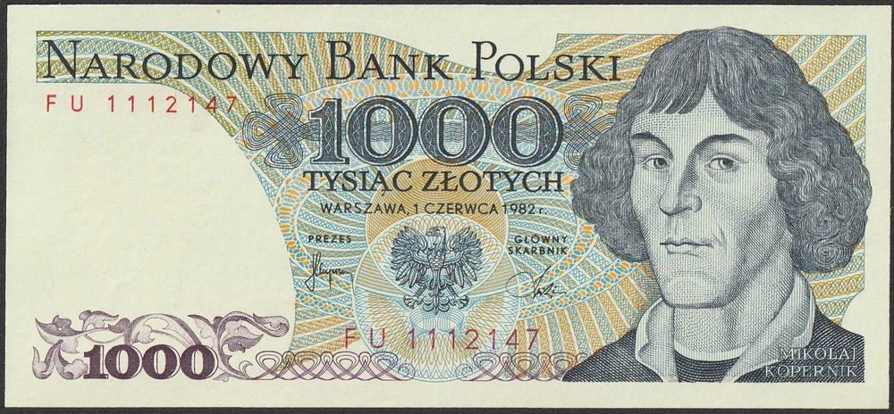 Polska 1000 złotych 1982 - Mikołaj Kopernik - FU111 - stan bankowy UNC