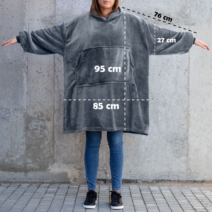 Długa bluza koc damska oversize poduszka różowa 90cm długości