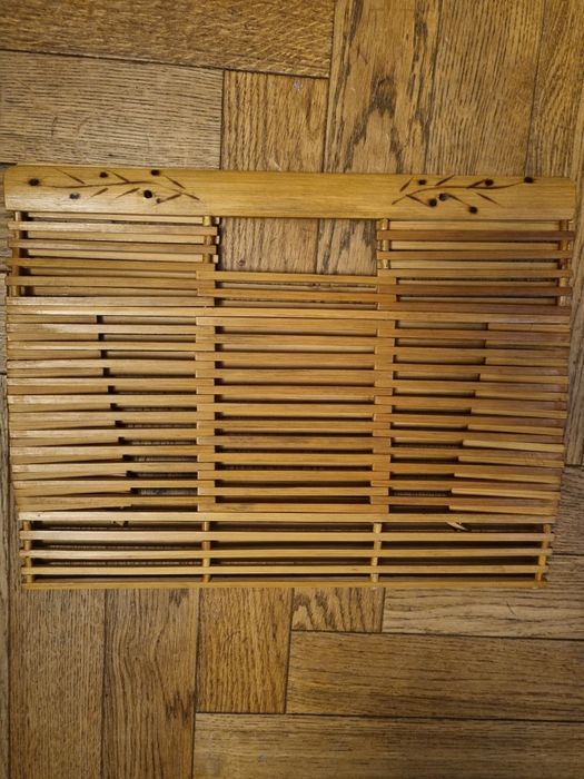 Składana drewniana torebka PRL 25x33 cm