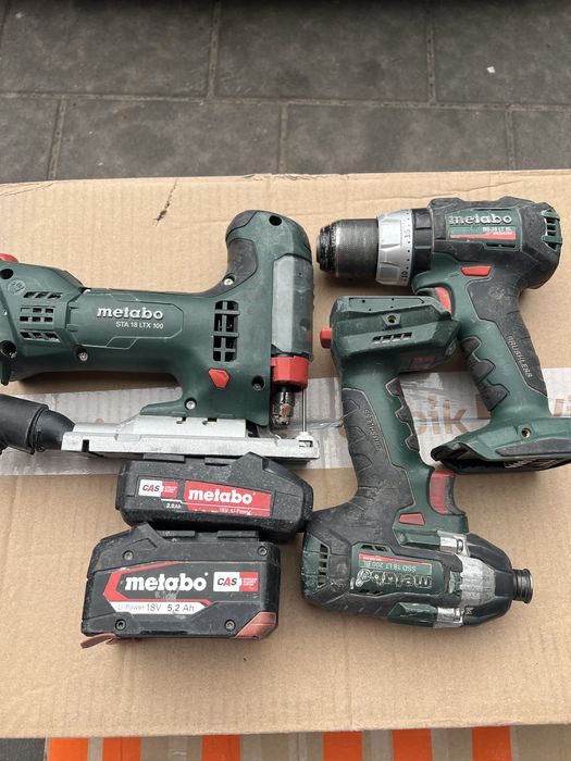 METABO 18V BL | Wyrzynarka, Wkrętarka, Zakrętarka + 2x Aku CAS