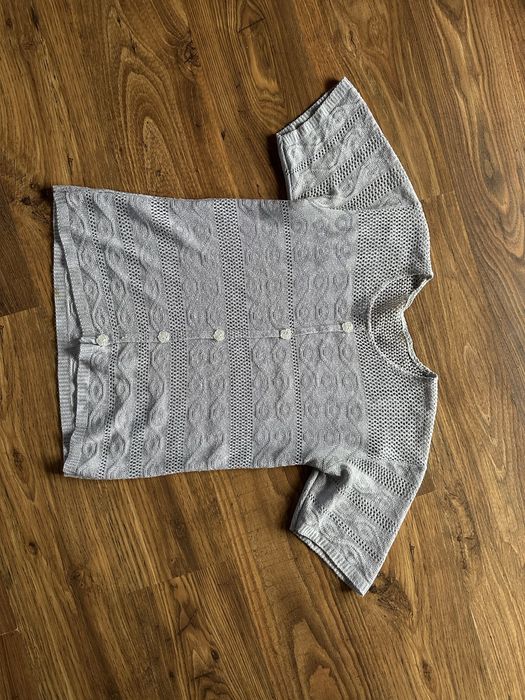 Jasny fiolet bluzka sweterkowa guziki róże