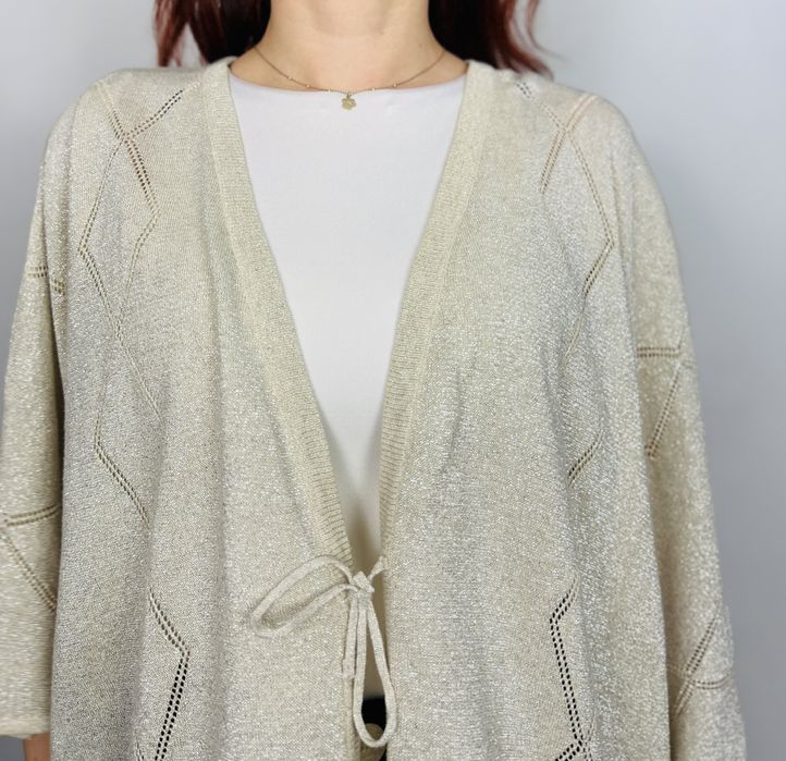 Beżowy kardigan z paskami 4XL 48