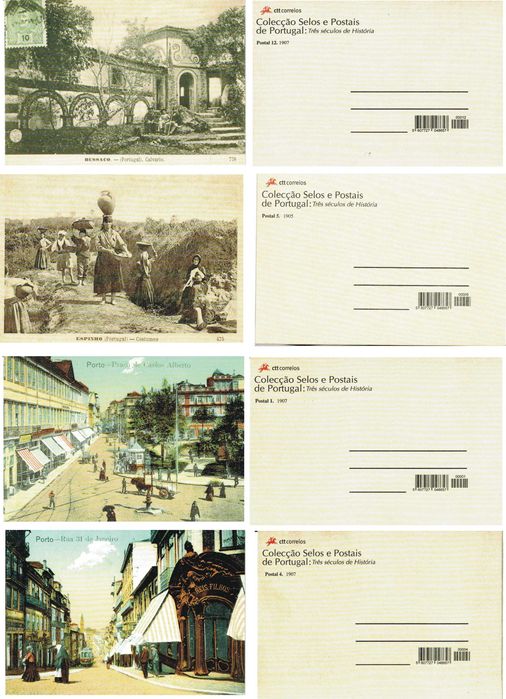 4 Postais antigos de CTT Coleção Selos e Postais de Portugal