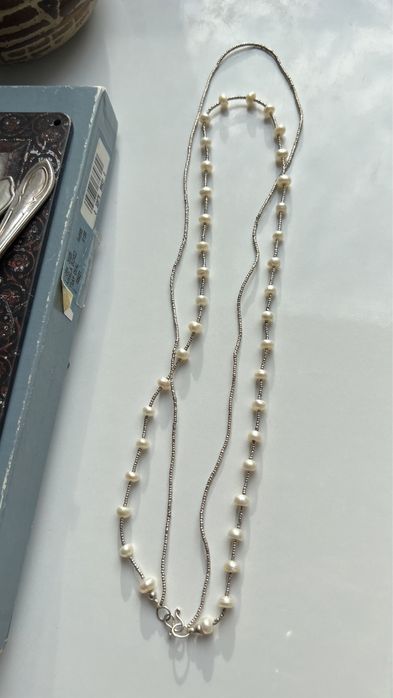 Колье серебро,натуральный жемчуг 925