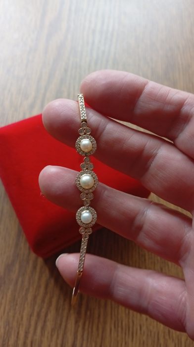 Золотий браслет з перлами 585