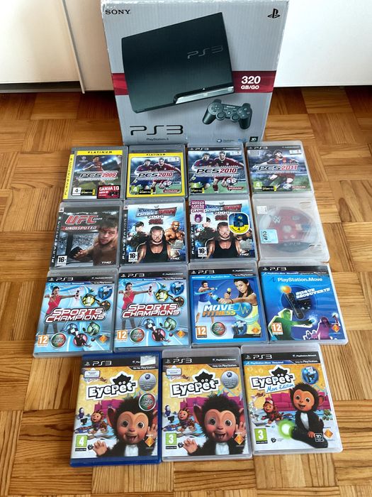 Jogos Sony PlayStation 3 (PS3) - PES/ EyePet/ Wrestling/ UFC + Caixa