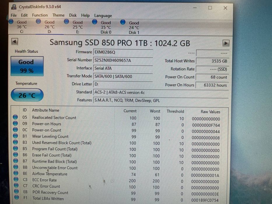 SSD Samsung 850 PRO 1TB sata