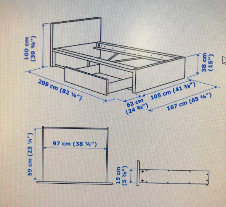 conjunto móveis 300€: Sofá ,Cómoda com quatro gavetas, Cama do IKEA