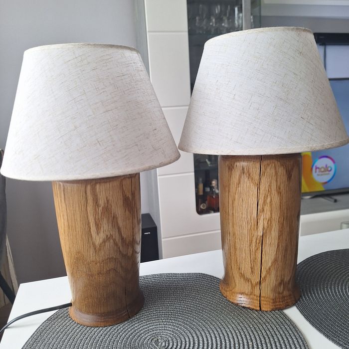 Lampki nocne x 2szt. dębowe 40cm, rękodzieło