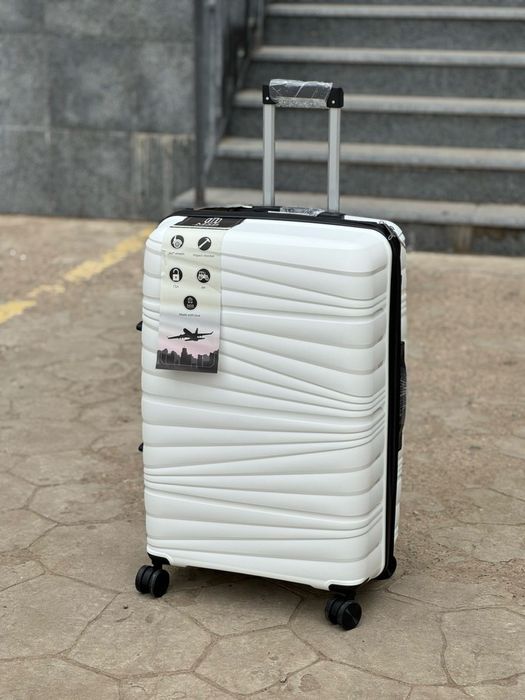 Валіза з розширенням MSB PP010 біла поліпропілен чемодан на колесах