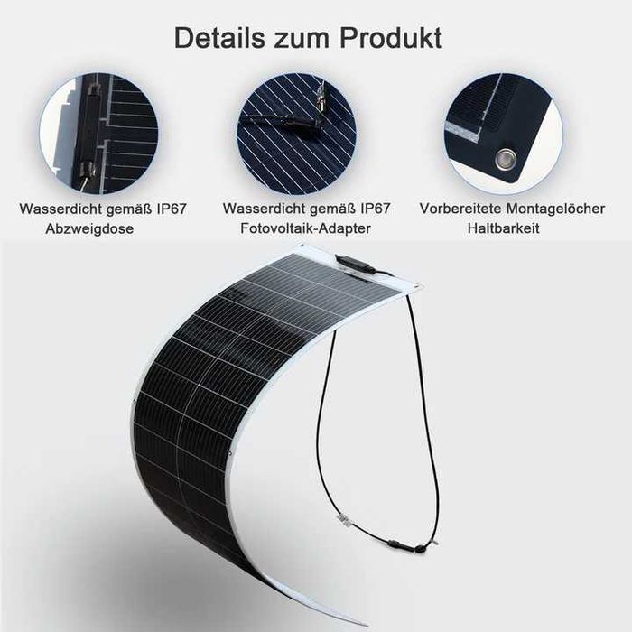 giętki elastyczny panel solarny 114 x 46 cm 100W 16.5V