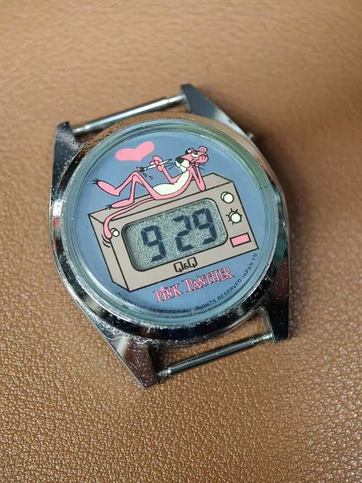 Zegarek Vintage Q&Q Różowa Pantera / Retro lata 90. / Unikat Pink Panther