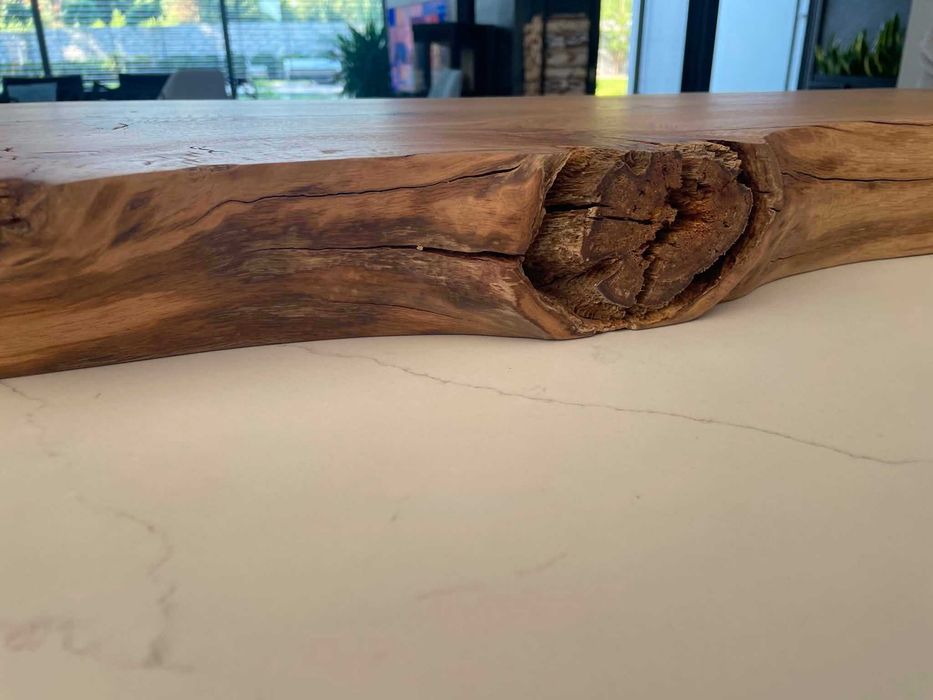 Blat, barek, kłoda, deska dębowa loftowa- 220 cm, grubość 7 cm MONOLIT, OKAZJA