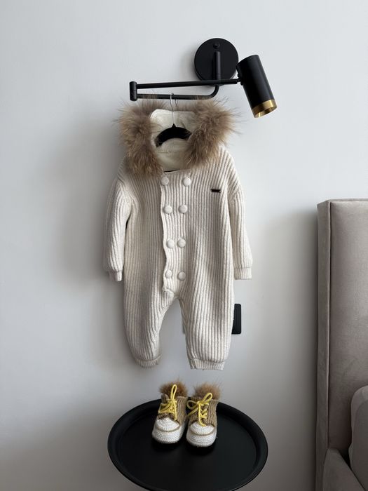 Теплий вʼязаний комбінезон Baby Mio 12-18 місяців, чобітки в подарунок
