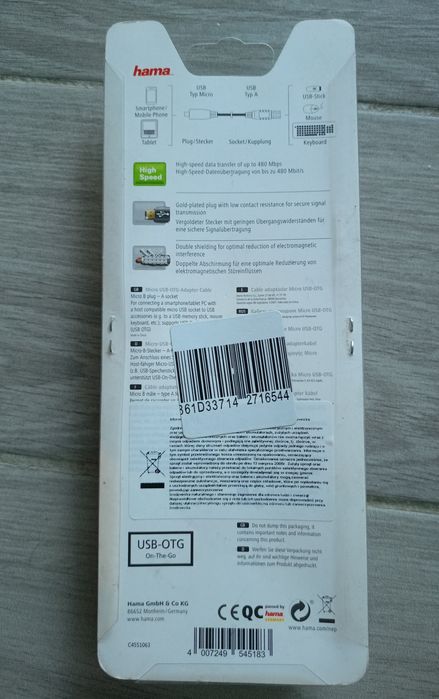 Adapter kabel Hama USB micro - gniazdo A 15 cm