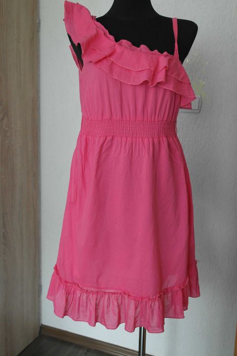 Różowa sukiena letnia bawełna 38