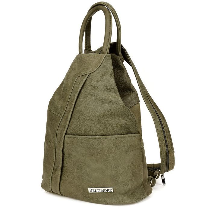 BELTIMORE plecak damski skórzany trójkątny elegancki V478 khaki